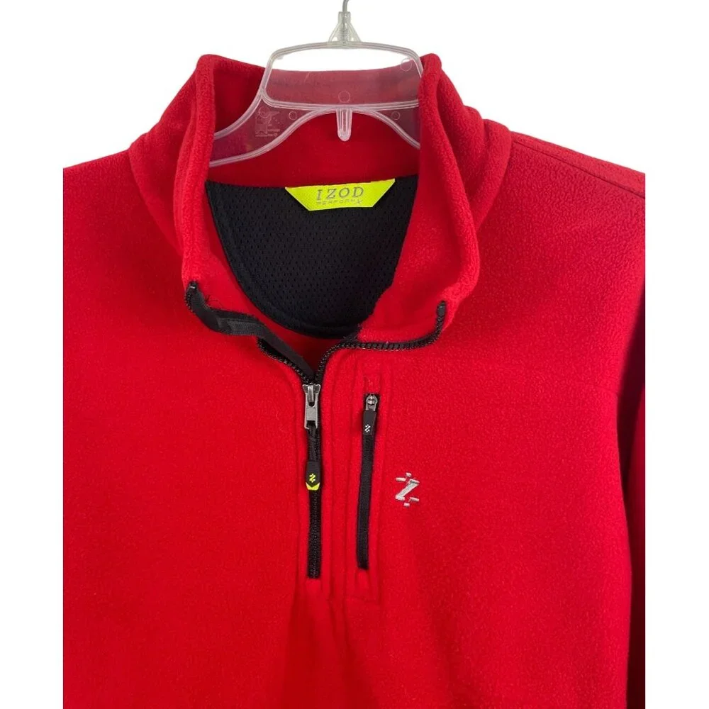 IZOD Red 1/4 Zip Fleece Pullover Sweatshirt Men Size XL - Picture 3 of 8
